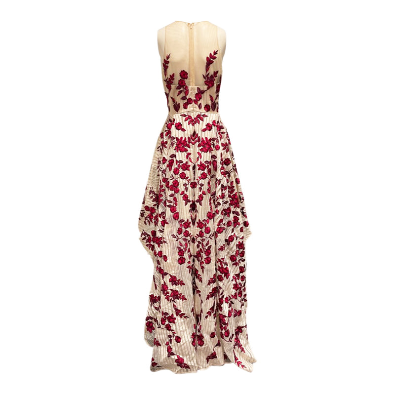 MARCHESA NOTTE beige and burgundy ...